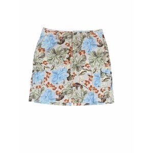 Eddie Bauer Skirt Women's 16‎ Floral Khaki Cargo   Brown Colorful Flowers Pocket